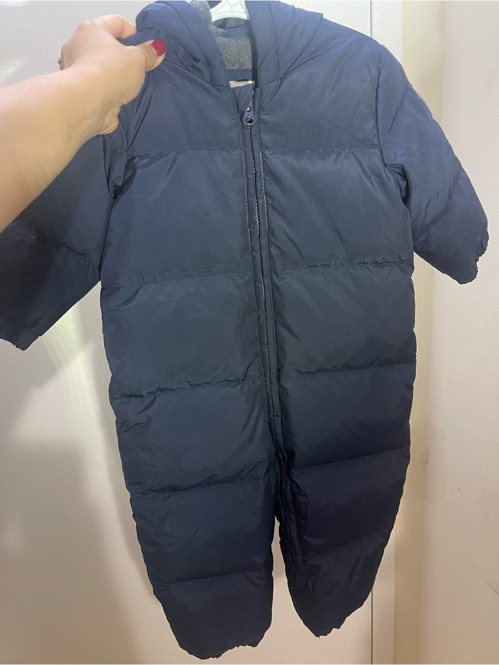 GAP Navy Hooded Puffer One-Piece Footie